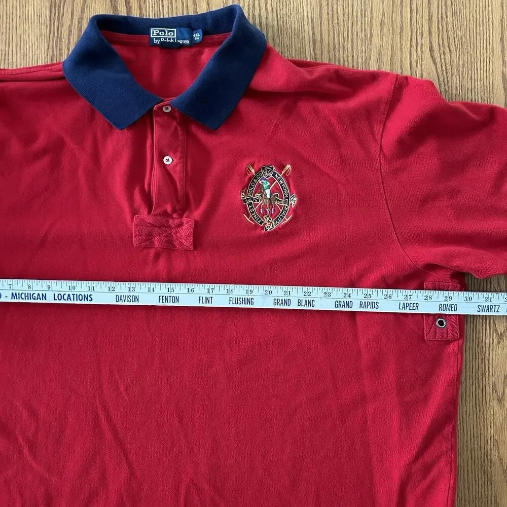 Polo Ralph Lauren 4XL Big Red Polo Shirt Flesh Pony Crest Rugby Preppy Cotton